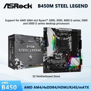 ASROCK B450M STEEL LEGEND BOX AMD B450 마더보드 M-ATX, AMD Ryzen 5/7/9 5600X, 5700X3D, 5900X, 3700X