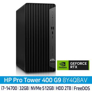 프로타워 400 G9 8Y4Q8AV i7-14700 (32GB/ NVMe 512GB/ HDD 2TB/ RTX3050/ FD) 게이밍/디자인용