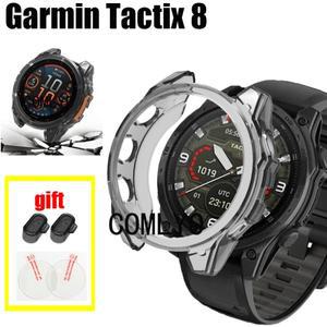 호환품 Garmin Tactix 8 51mm 47mm 케이스 보호용 TPU 하프 커버 범퍼 유리 스크린 프로텍터 충전 포트 용