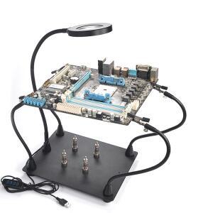 납땜 세 번째 손 PCB 홀더 4Pcs 돕는 Welsing 스테이션 5X LED 돋보기 책상 램프 SMD 조명 수리 도구