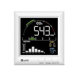 UNNI CO2 가정용 이산화탄소 감지기, 3단계 경보용 조절 가능한 볼륨 및 백라이트, 온도 습도 실내 공기질 모니터용 광음향 센서