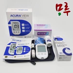 아큐라 혈당측정기 아큐라뷰 혈당계 세트 가정용 개인용 시험지+알콜솜+채혈침
