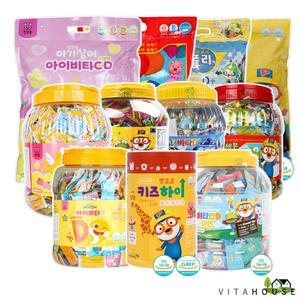 V11 어린이키즈 비타민 폴리 뽀로로 핑크퐁 500/1000정 / 사탕 캔디 츄어블 대용량 선물