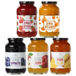 초록원 과일잼 1kg x 2개 세트(딸기잼 블루베리잼 사과잼 파인애플망고잼 제주감귤잼 오렌지잼)