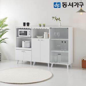 동서가구 올리브 렌지대 수납장 600 세트  렌지대+주방수납장+유리수납장) DF636003