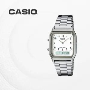 카시오 CASIO 메탈밴드 커플시계 AQ-230A-7B 듀얼타임 패션시계 AQ230A7B