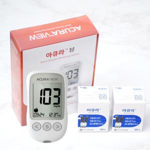 아큐라 플러스 뷰 혈당계+시험지110+침110+솜100매/당뇨측정기