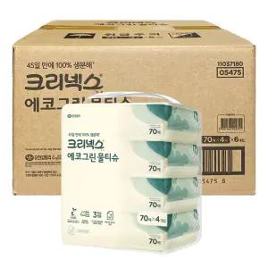 크리넥스 에코그린 물티슈 캡70매X4개입 6팩