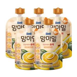 [매일] 맘마밀 이유식 퓨레 바나나와단호박 100g 5팩 (6개월)