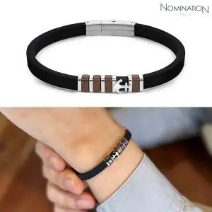 [노미네이션]팔찌 CITY (시티) bracelet in steel and silicon with CHOCOLATE PVD 028803 (택1)