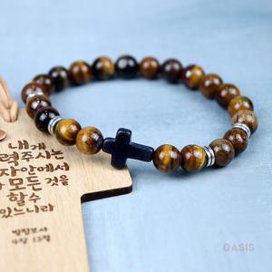 호랑이 십자가 호안석 오닉스 팔찌 금전운 재물운 사업운 액막이 기독교 천주교 묵주 시험합격 운동선수