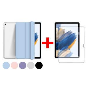 1+1 갤럭시탭A8 10.5 클리어 슬림 북커버 케이스+강화유리 액정보호필름1장 SM-X200 SM-X205 SM-X205N