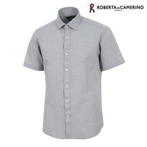 [Roberta di Camerino]면100 솔리드 슬림핏 민트그레이 반소매 셔츠 RM2-252-6