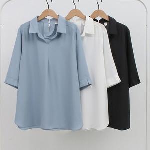 [아이우먼] 베이직오픈카라블라우스 SMN084M208 빅사이즈
