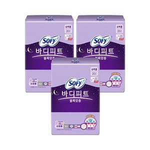 쏘피 바디피트 볼록맞춤 안심숙면 슈퍼롱 20매, 3개