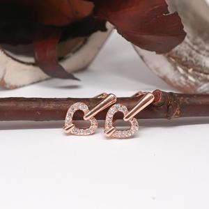 14k 하트 큐빅 원터치 귀걸이 OPKYE7380