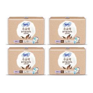 쏘피 유기농 순면커버 무표백 대형 16매, 4개