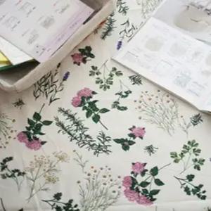 원단마트 linen 대폭 11수 린넨원단 허브 플라워 아이보리