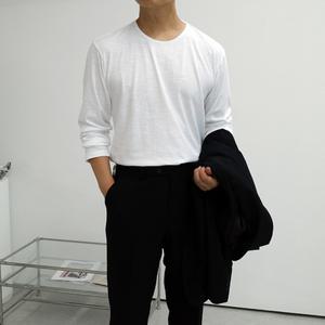 수트용 남자 머슬핏 긴팔티 보트넥 면티셔츠 봄 가을