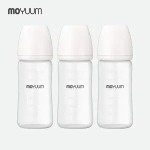실리콘 코팅 노꼭지 유리 젖병 240ml 트리플팩