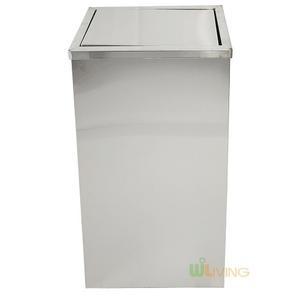 사각 스텐휴지통 뱅뱅이 뚜껑형 60L WL-1876 업소용 쓰레기통 스테인리스