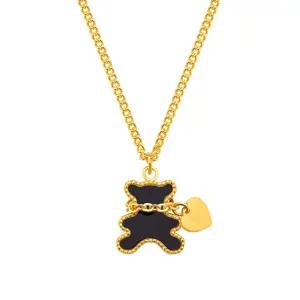 갤러리아 순금 목걸이 리버스 하트 곰돌이 24K 11.25g 18K장식