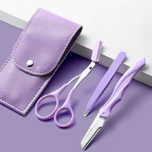 눈썹 정리 3종 세트 눈썹칼 숱가위 트위저 접이식 케이스 판촉물