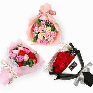 플로잉 장미 비누꽃+쇼핑백 15송이 졸업식 비누꽃다발  졸업 생일