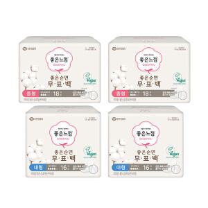 좋은느낌 좋은순면 무표백 중형, 18매, 2개+무표백 대형, 16매, 2개