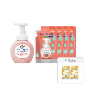 아이깨끗해 핸드워시 용기 복숭아 250ml, 1개+리필 200ml, 4개+증정(핸드워시 순 100mL, 2개)