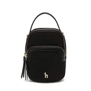[헤지스](대전신세계)[CRYSTAL PUPPY] 블랙 나일론 더블지퍼 큐빅장식 크로스 미니백 HIWA4F430BK