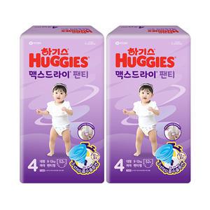 하기스 2024 맥스드라이 팬티 4단계 여아, 52매, 2팩, 1개 (104매)