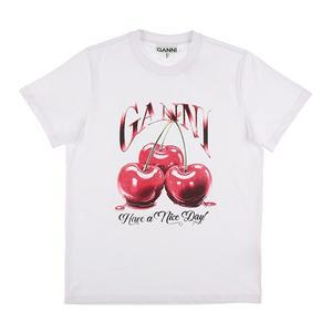 [가니]GANNI T4004 151 체리 로고 프린트 여성 반팔티