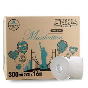 [기타]크린센스 맨해튼 프리미엄 엠보싱 점보롤 300m(2겹)x16롤
