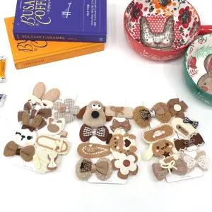 겨울 패브릭 니트 미니 집게핀 8종 세트 여아 키즈 헤어핀