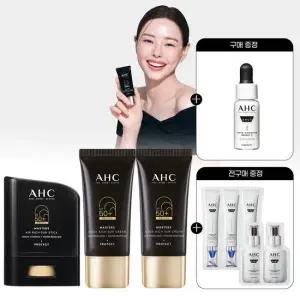 AHC 마스터즈 선크림 듀오세트+마스터즈 에어리치 선스틱 14g+(증정)세럼5 ml +전구매 샤쉐
