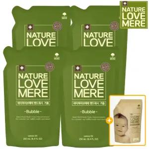 네이쳐러브메레 유아 핸드워시 거품리필형 250ml 4팩 (GIFT) 500ml 세제 리필 (오리지널향)