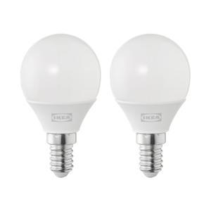 이케아 SOLHETTA 솔헤타 LED 전구 E14/250루멘 2개 한세트 구형 오팔 화이트/조명