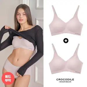 [감탄브라] [크로커다일] 라이크라 쉘론 몰드부착 스트랩 감탄브라 2종 퍼플그레이+퍼플그레이 CDWBR5M2...