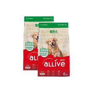 올리브 애견사료 6kg x 2 - 밸런스 반려견 강아지 건식사료 밥 균형있는 성장발육 영양 대용량