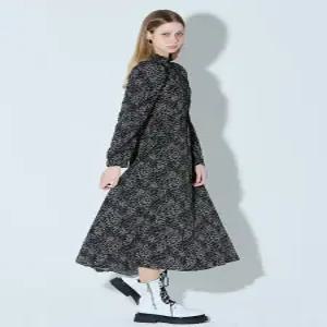 [르샵][르샵(LeShop)] 스모킹 프릴넥 프린팅 롱 원피스
