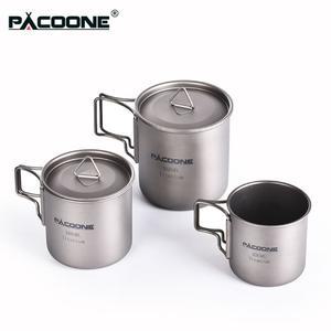 PACOONE 캠핑 머그잔 티타늄 컵  식기  용품 야외 주방 장비 여행 요리 세트 조리기구 하이킹