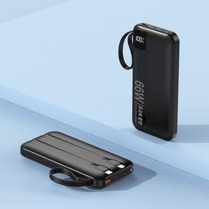 보조 배터리 초슬림 20000mAh 대용량 66wv 초고속 충전 LED 배터리 디스플레이 QC3.0 블랙