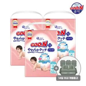 [군 기저귀] [2세트 구매 시 물티슈 10팩 증정] 플러스 소프트터치 팬티 중형(M) 52P x 3팩