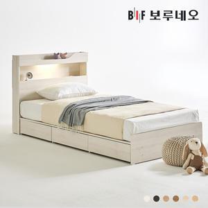 [착불]보루네오 조엔Po LED 3서랍 수납 침대 프레임 SS