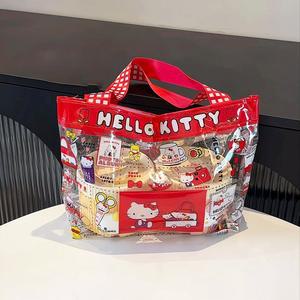 hellokitty 핸드백 작은 가방 학생 대용량 여행 경량 통근 투명 토트백 숄더백 쇼퍼백
