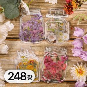 투데이리빙 248장 세트 대용량 압화 스티커 플라워 꽃병 투명 배경지 스티커북 폰꾸 탑꾸 꾸미기 스티커팩