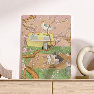 루씨쏜 작가 민화 고양이 감성 그림 테이블 접이식 액자 테이블 공부상 독서 인테리어 좌식 원룸 밥상 액자상 접이식 교자상