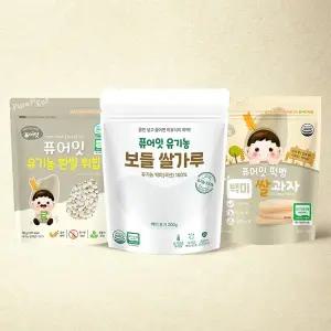 [퓨어잇]기획세트 유기농 보들쌀가루 백미1팩 + 백미떡뻥 / 쌀튀밥 2봉