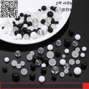 약42-100pcs 유리 라운드 비즈 흑백 분산 DIY 수제 목걸이 팔찌 쥬얼리 액세서리